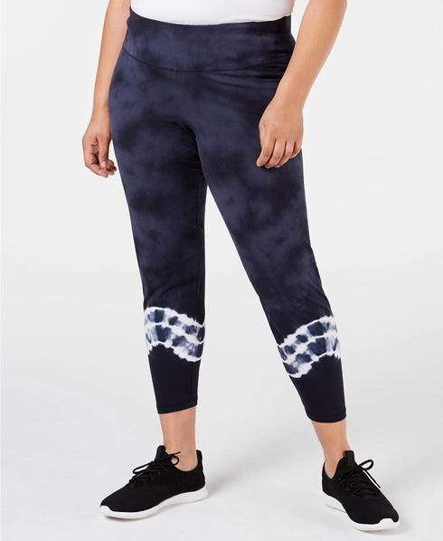 IDEOLOGY Womens Navy Stretch Mid-rise Ankle Active Wear Skinny Leggings Plus 2X